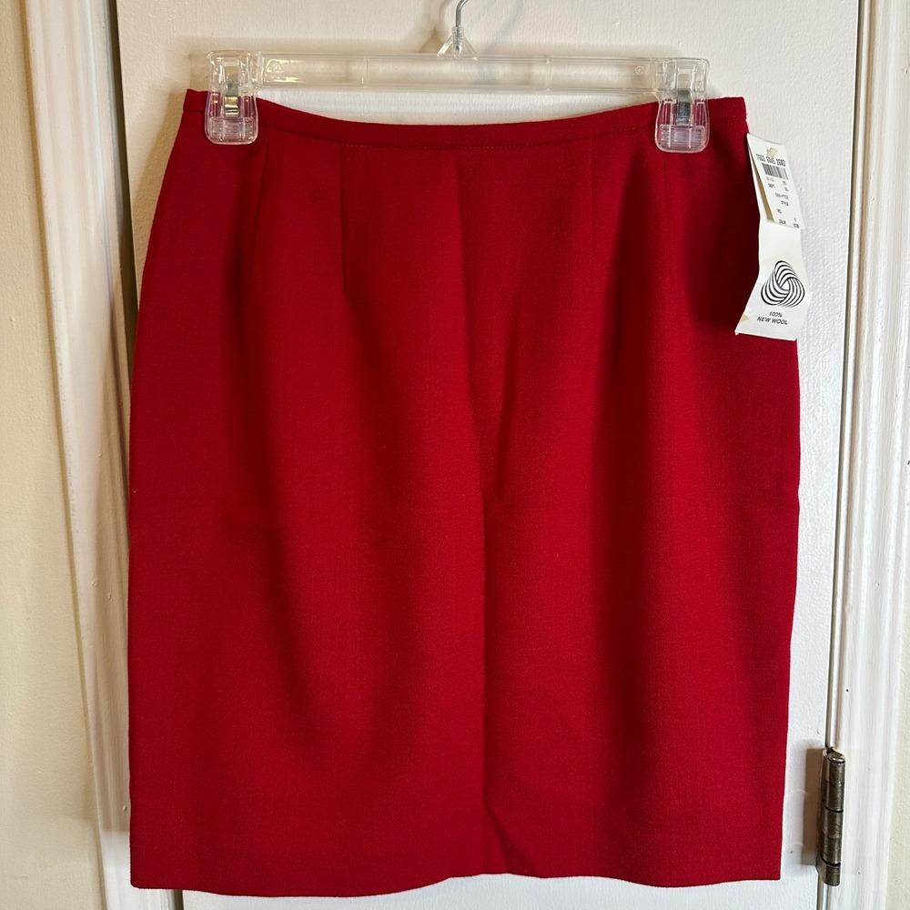Red Wool Pencil Skirt Womens Vintage Size 6 NWT Made in Poland